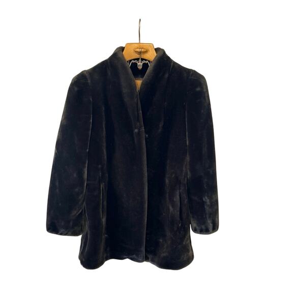Vtg 80’s/90’s Jordache Blk Faux Fur Coat Women’s Silky Lining SZ 11/12 - Picture 1 of 10